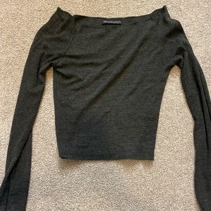 Brandy Melville grey off the shoulder crop top